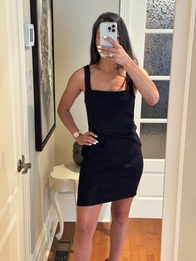 Babaton Black Square-Neck Mini Dress